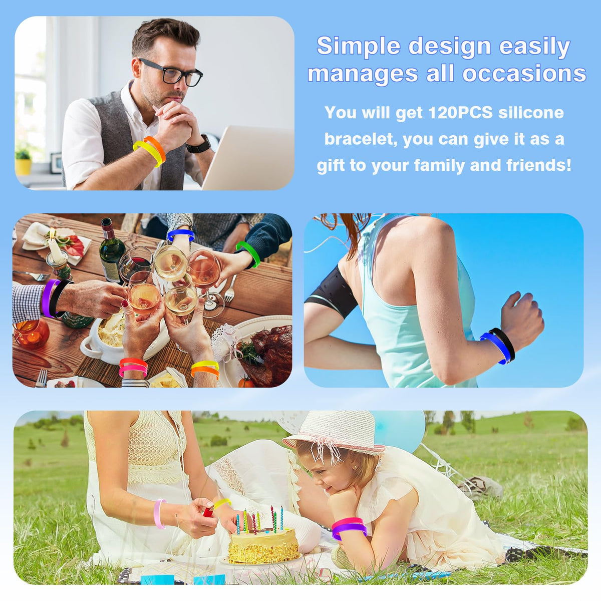 Generic blank wristbands suitable for crafts and color-coding.