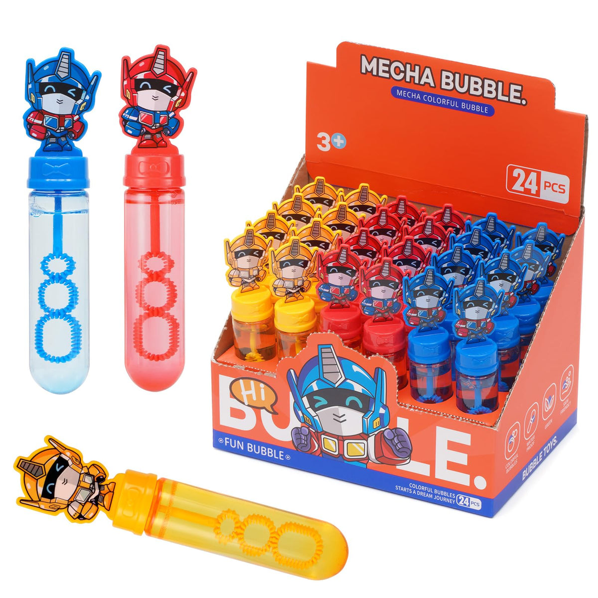 Generic Transform Robot Bubble Wand in a 3-color design ready for group play
