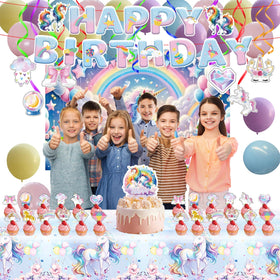 Generic unicorn latex balloons bring color and easy setup.