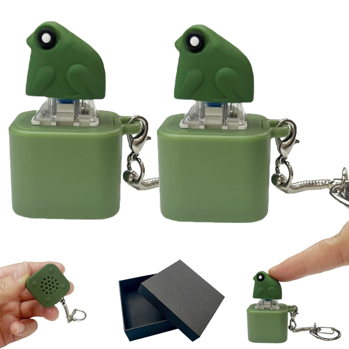 Generic Unwind Hub frog croaking keychain front view with light indicators for quick mood boosts