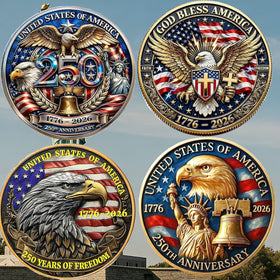Generic US 250th anniversary coin with an eagle design, ideal for display and keepsake.