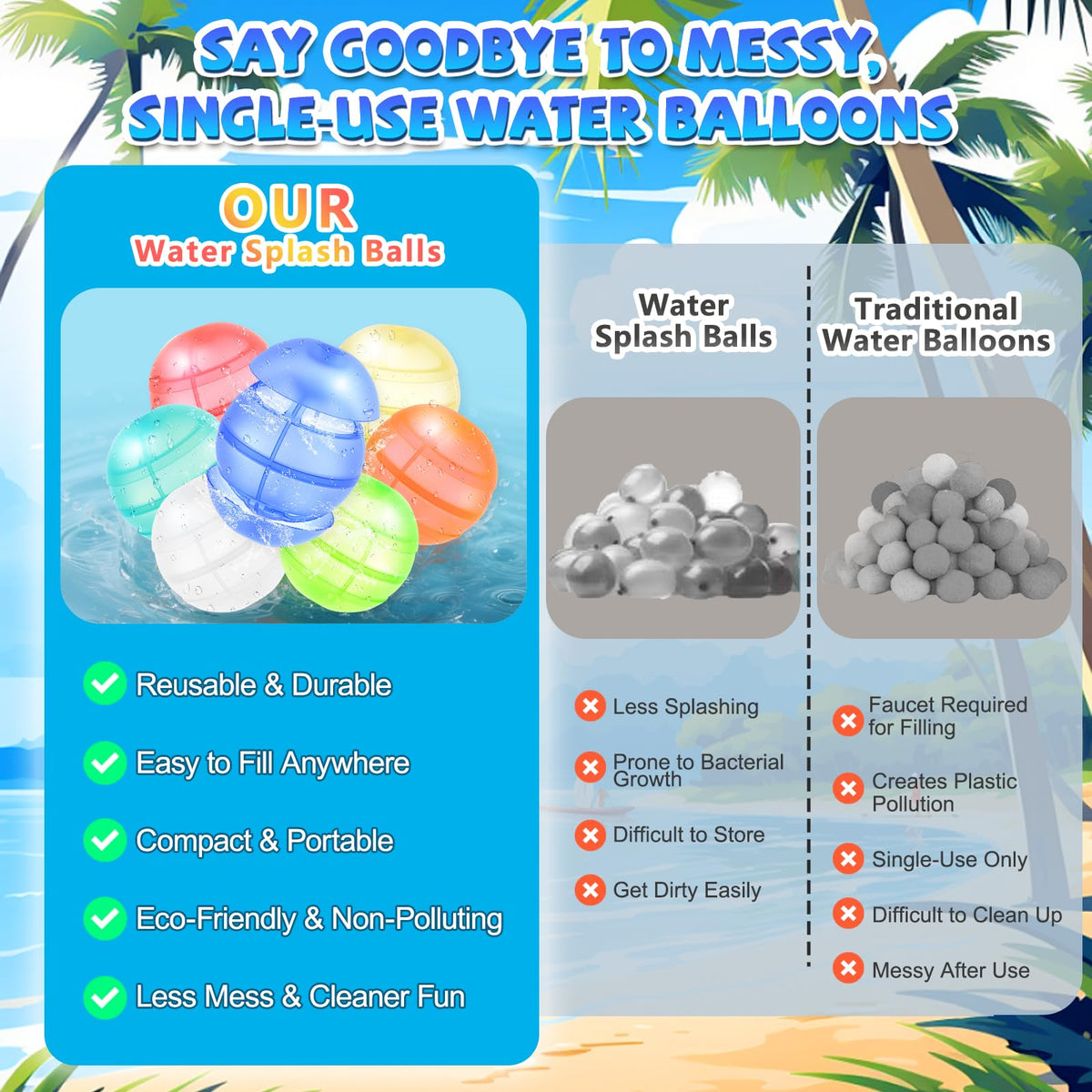 Generic water balloons at the beach for kids and adults to enjoy.
