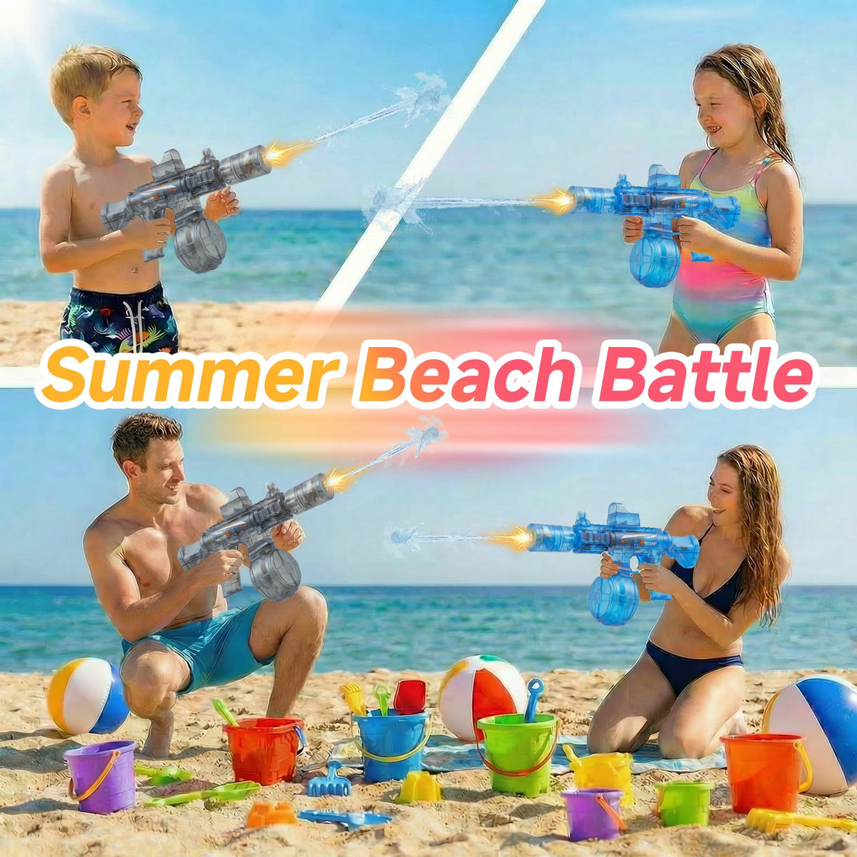 Generic splash-resistant water gun design handling outdoor splashes