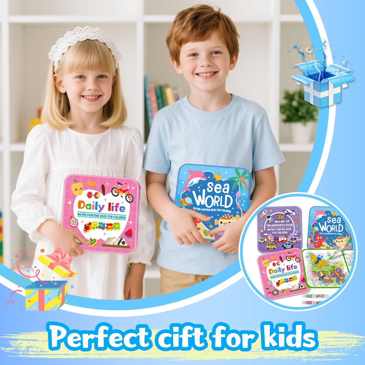 Generic Water Painting Book for Kids travel-friendly activity for on-the-go learning.