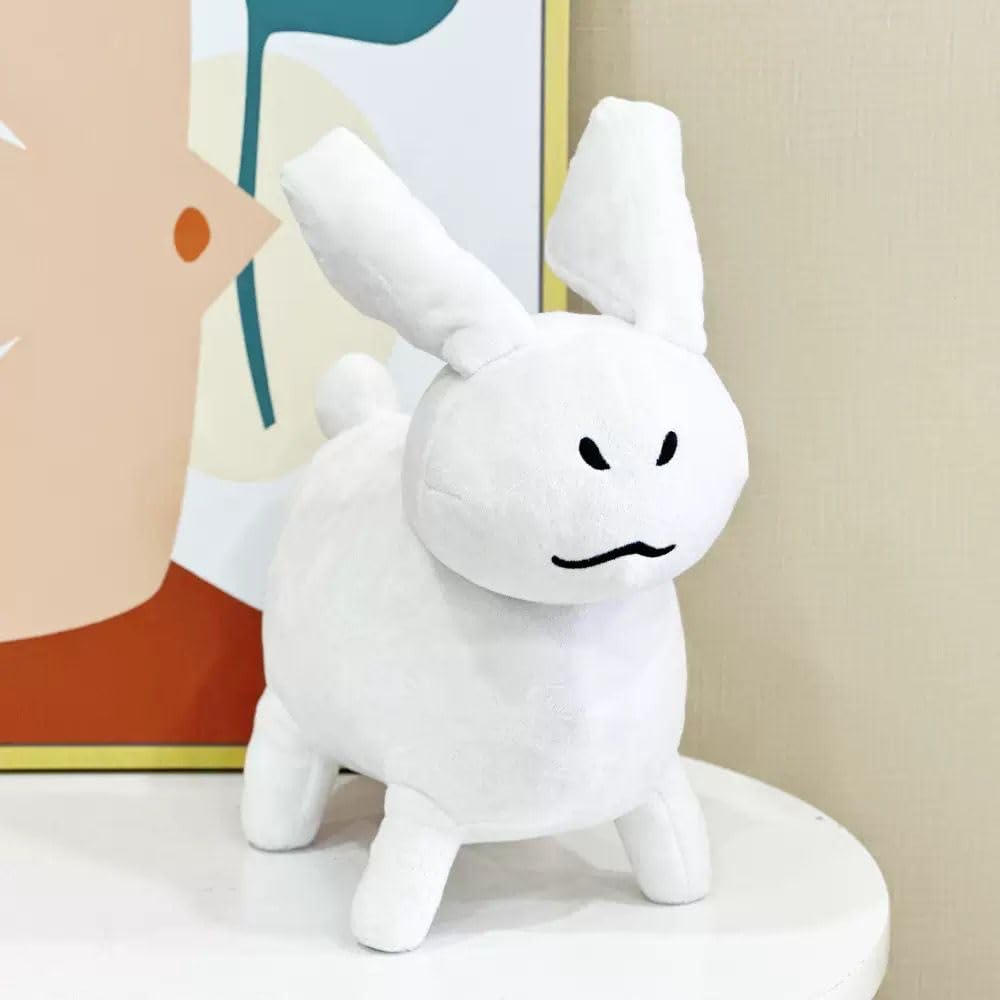 Generic White Rabbit Plush Pillow side view, ideal bedside comfort during games.