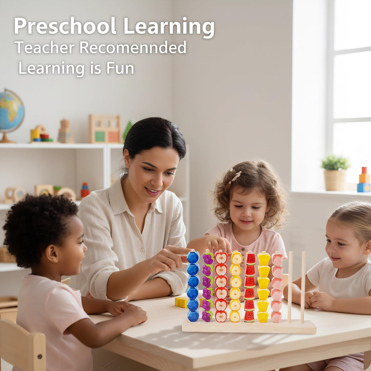 Generic wooden fruit edges are smooth and safe for little hands