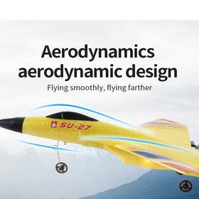 Generic Yellow SU-27 RC Fighter Jet three-battery pack supports extended practice sessions.
