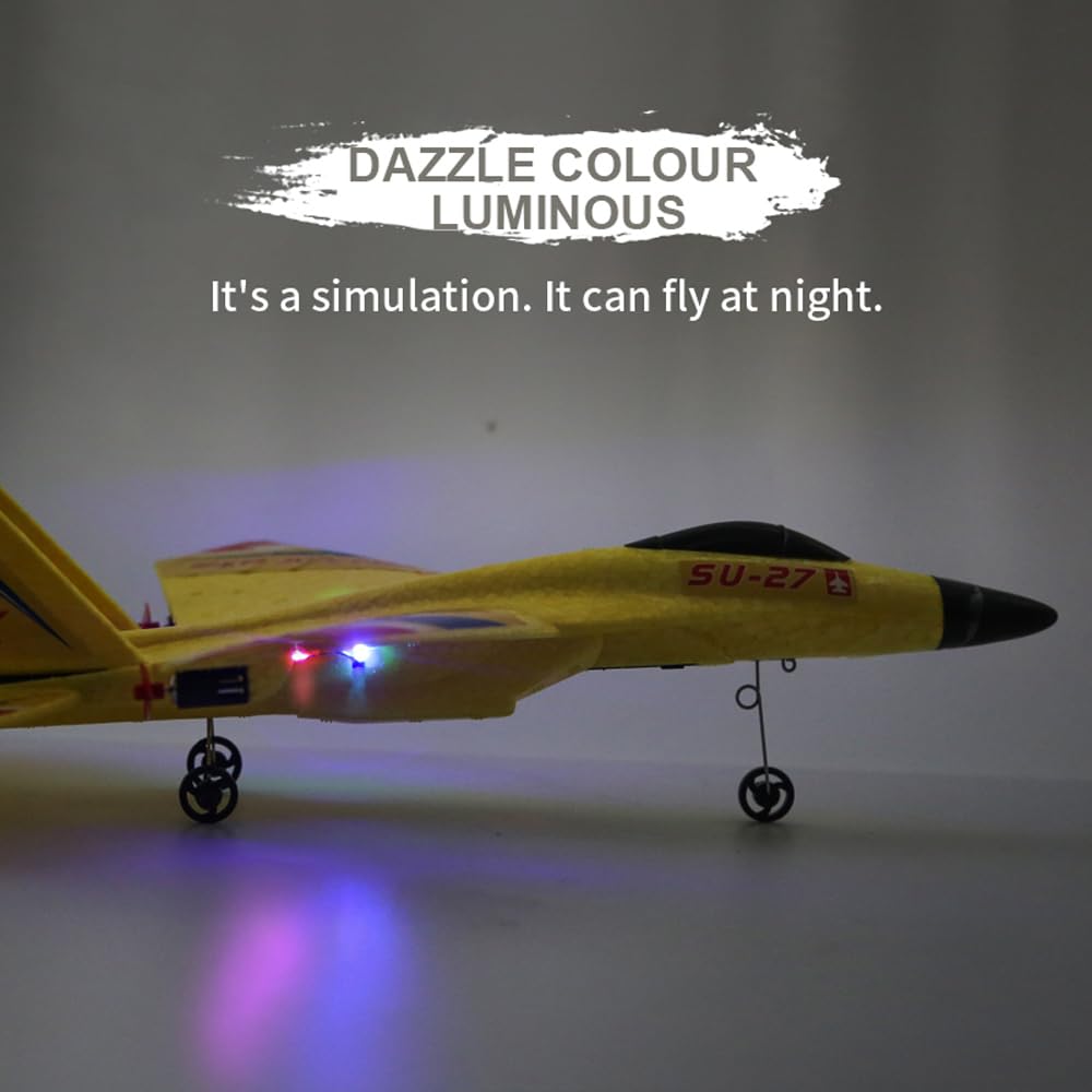 Generic Yellow SU-27 RC Fighter Jet LED light bar adds visual appeal during dusk flights.