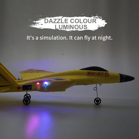 Generic Yellow SU-27 RC Fighter Jet LED light bar adds visual appeal during dusk flights.