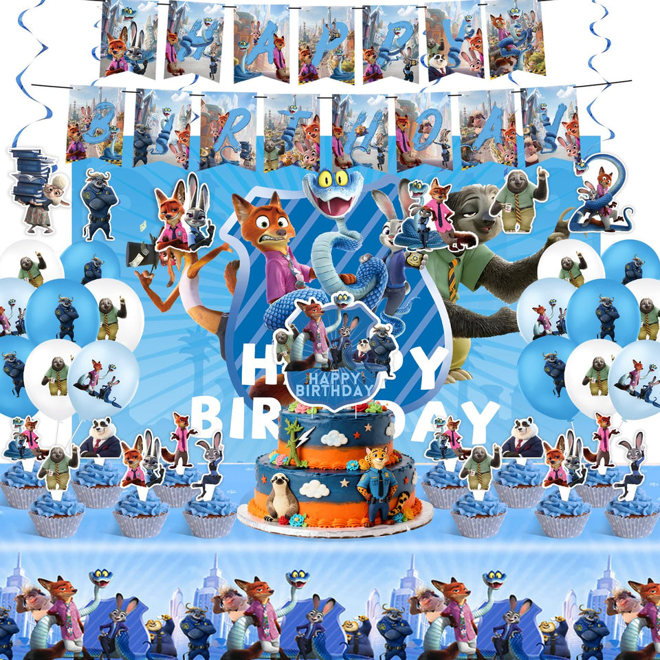 Generic Zootopia banner and backdrop for vibrant party decor.