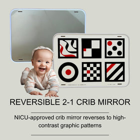 Genius Baby Toys shatterproof mirror with safe edges for crib play.