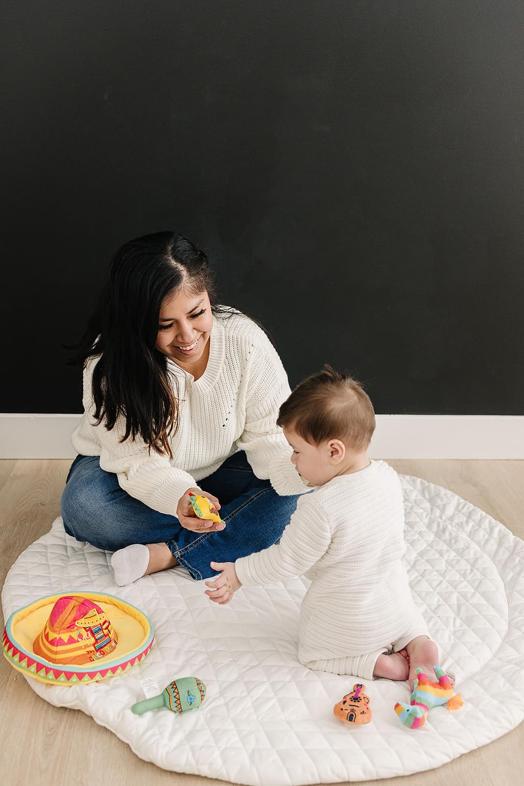 Genius Baby Toys sensory set inside sombrero showcases safe play ideas