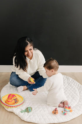 Genius Baby Toys sensory set inside sombrero showcases safe play ideas