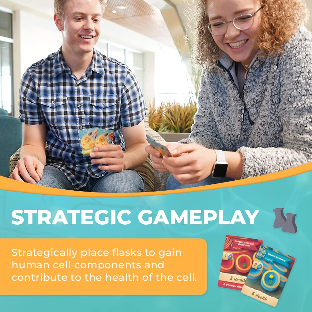 Genius Games Cytosis: enzymes and hormones cards spread for quick strategic planning.