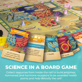 Genius Games Cytosis: organelles board highlights strategic placement and resource management.