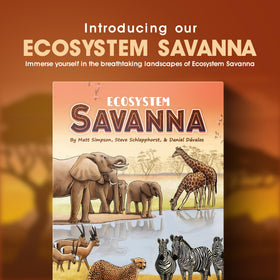 Genius Games Ecosystem Savanna artwork highlights vibrant landscapes fueling immersive play.