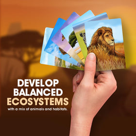 Genius Games Ecosystem Savanna captures species interactions through appealing cards and visuals.