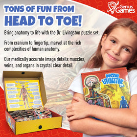 100-piece full-body jigsaw layout with organs and major parts for kids