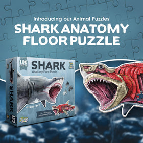 Genius Games Shark Anatomy double-sided puzzle back side anatomy guide for curious minds.