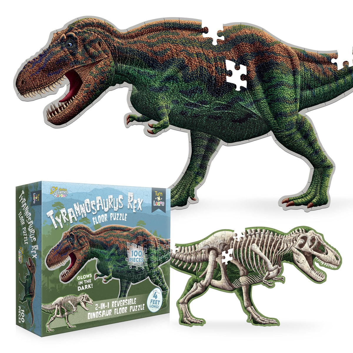 Genius Games Tyrannosaurus Rex 4ft floor puzzle offers an immersive behemoth scene for family play.