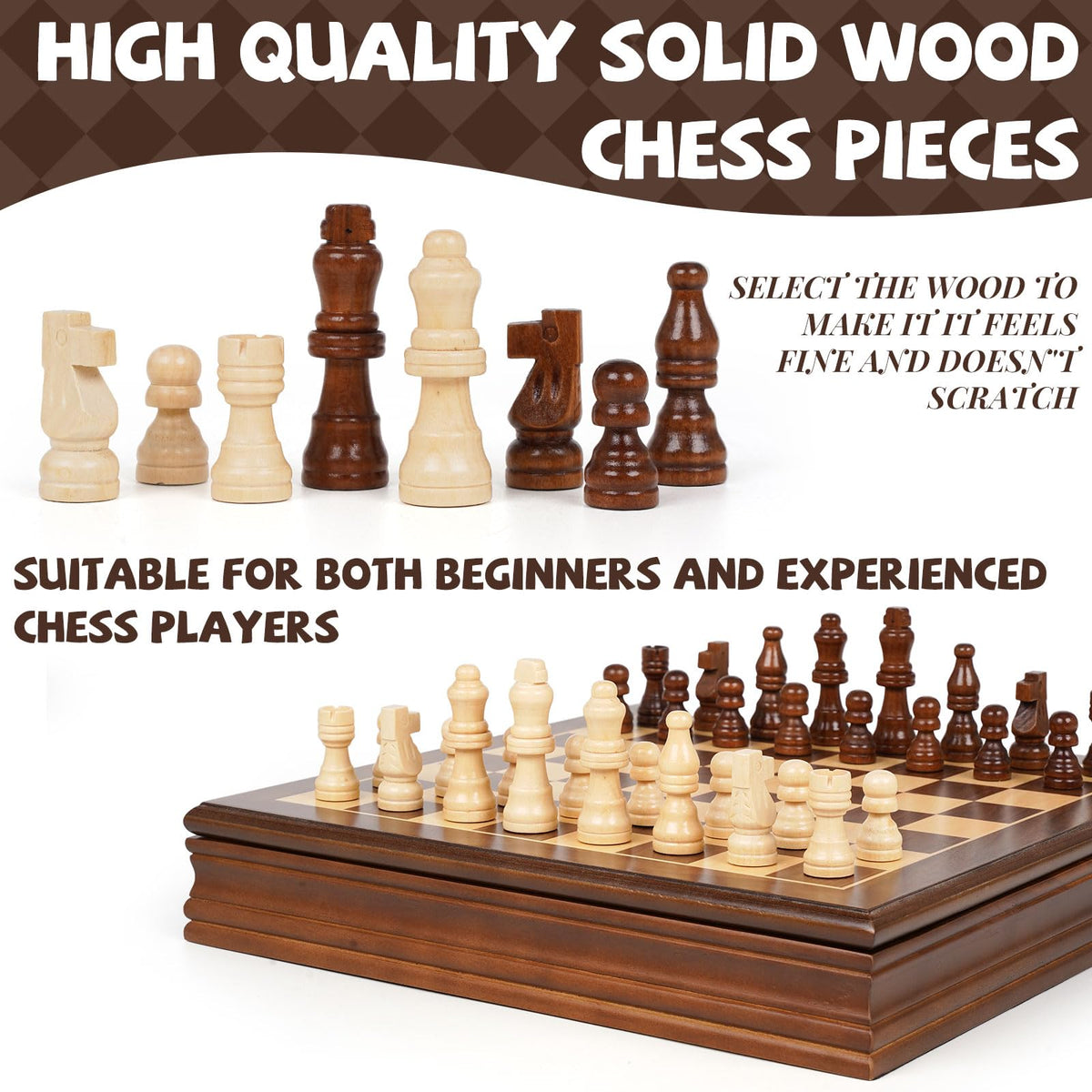 GenJuw chess set includes two extra queens for smoother promotions.
