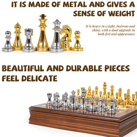 GenJuw metal chess pieces close-up showing polished finish and luxury feel for confident handling