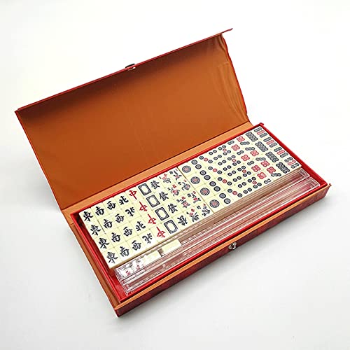 GenJuw portable Chinese Mahjong set tiles with engraved symbols for clear readability.