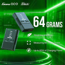 Gens Ace Imars Mini 60W Charger side ports for battery compatibility
