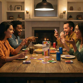 GENSMAK game night setup shows friends gathering for fast-paced, multi-generational play.