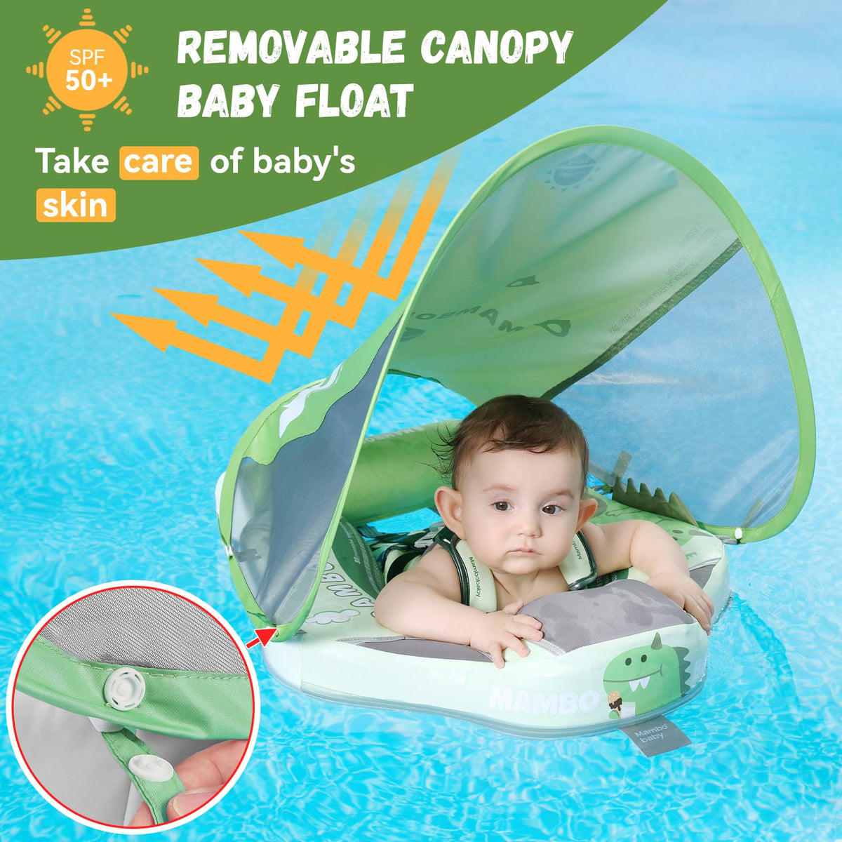GENTEACO Mambobaby float with UPF 50+ sun canopy shields skin