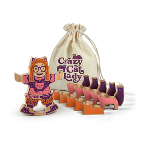 Genuine Fred Crazy Cat Lady cat figures ready to stack on the base