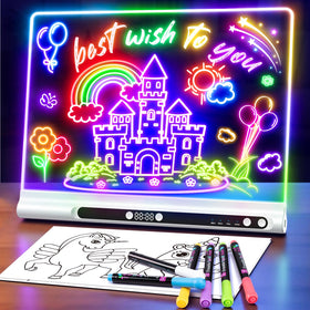 Geokay 16-inch LED drawing board front view showcasing a bold glow for art
