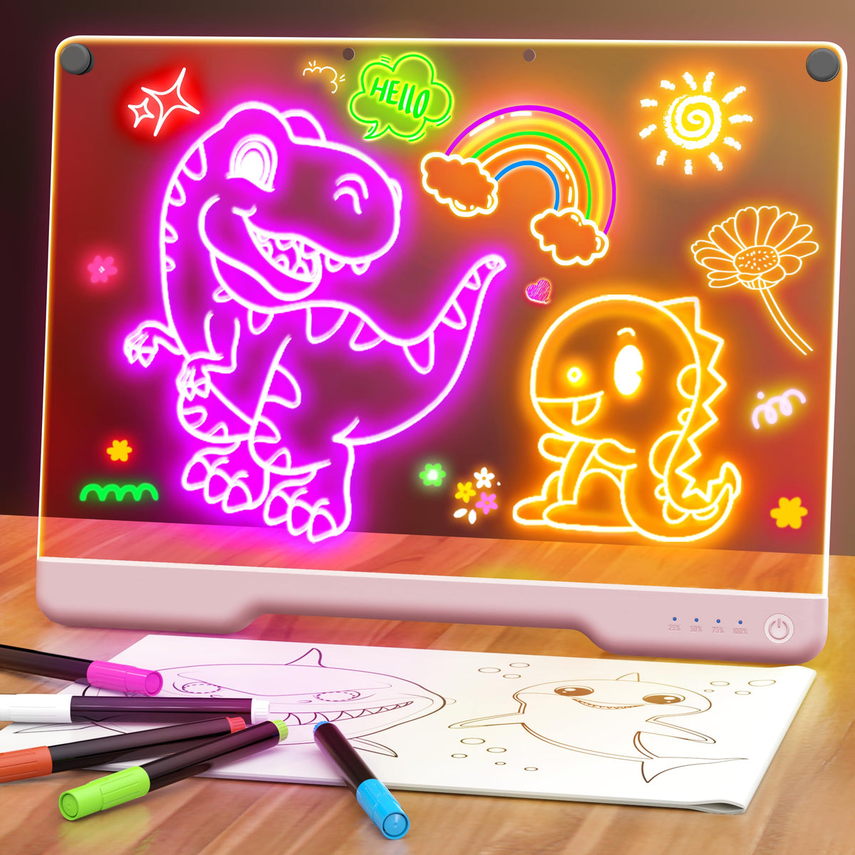 Geokay 16-inch LED drawing board with neon modes for vibrant glow art