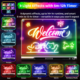Geokay board with timer and brightness controls for customizable glow sessions.