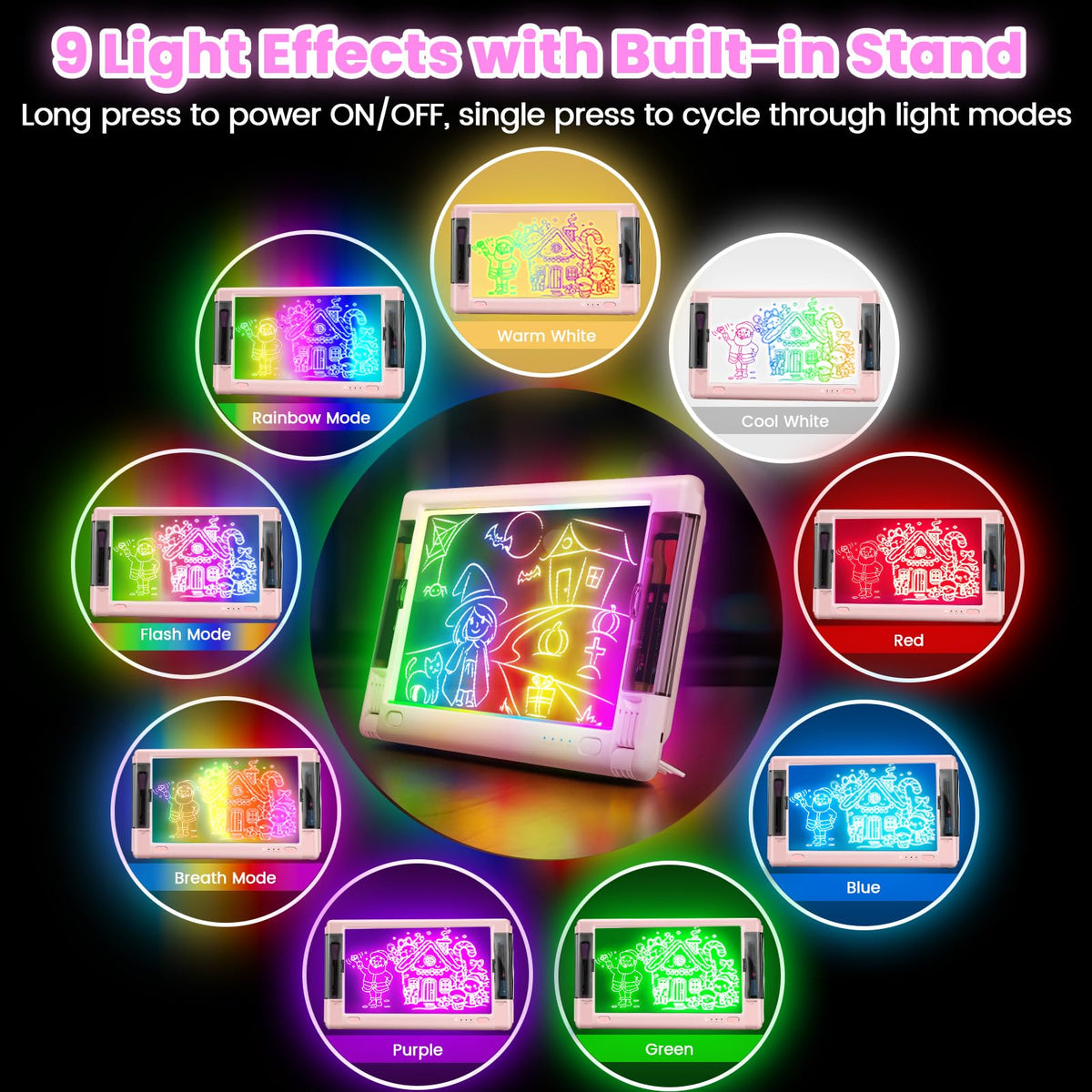 Geokay LED drawing board on built-in stand for easy viewing