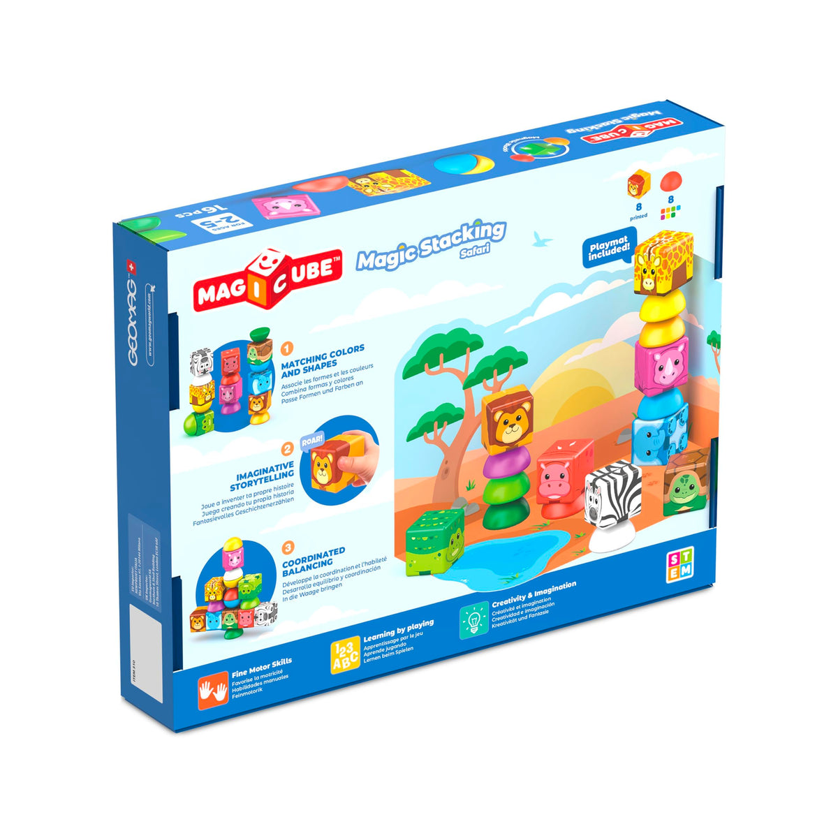 Geomag Magicube Safari packaging and bright colors, inviting imaginative, hands-on play.