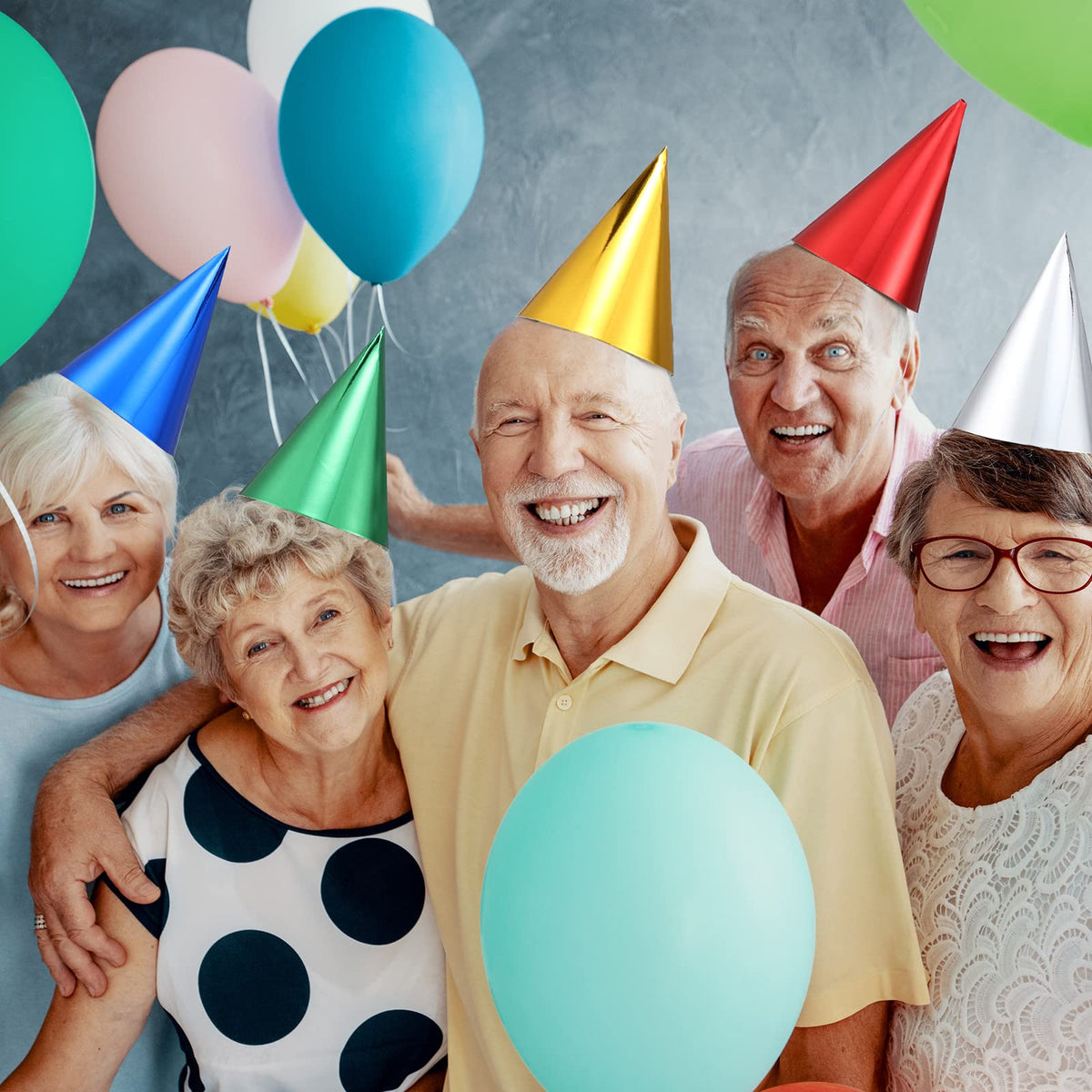 Geosar metallic cone hat green, versatile décor and headwear for celebrations.