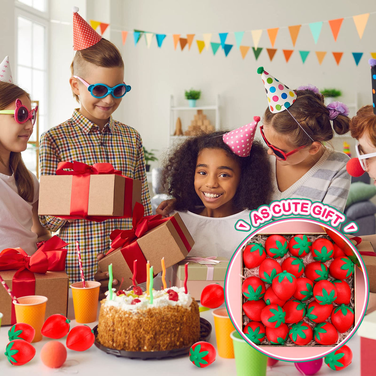 Geosar-strawberry-ball-prize suitable for classroom rewards and game prizes.
