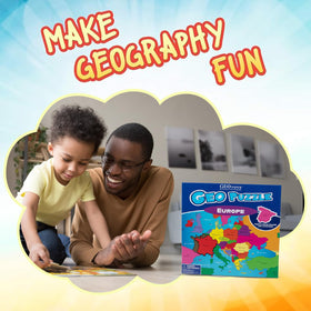 Geotoys GeoPuzzle country pieces bright colors foster visual recognition and engagement.