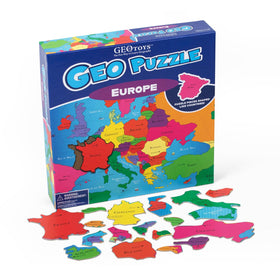 Geotoys GeoPuzzle Europe map 58pc helps kids learn country outlines through hands-on play.