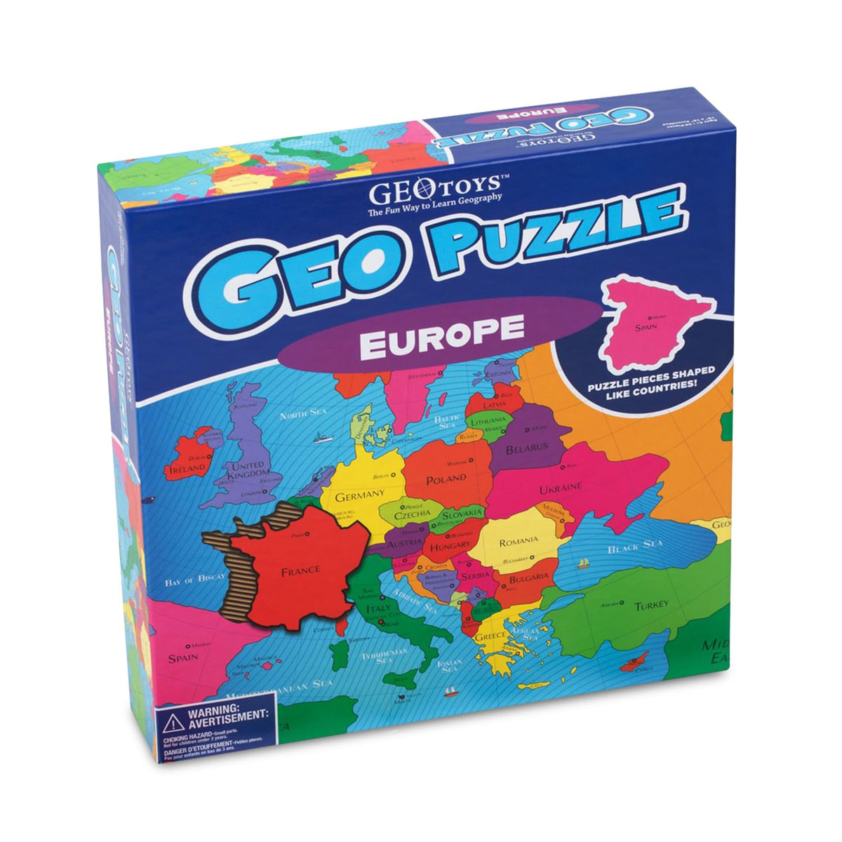 Geotoys GeoPuzzle 58pc set offers sensory-friendly colors and durable puzzle layers for repeated use.