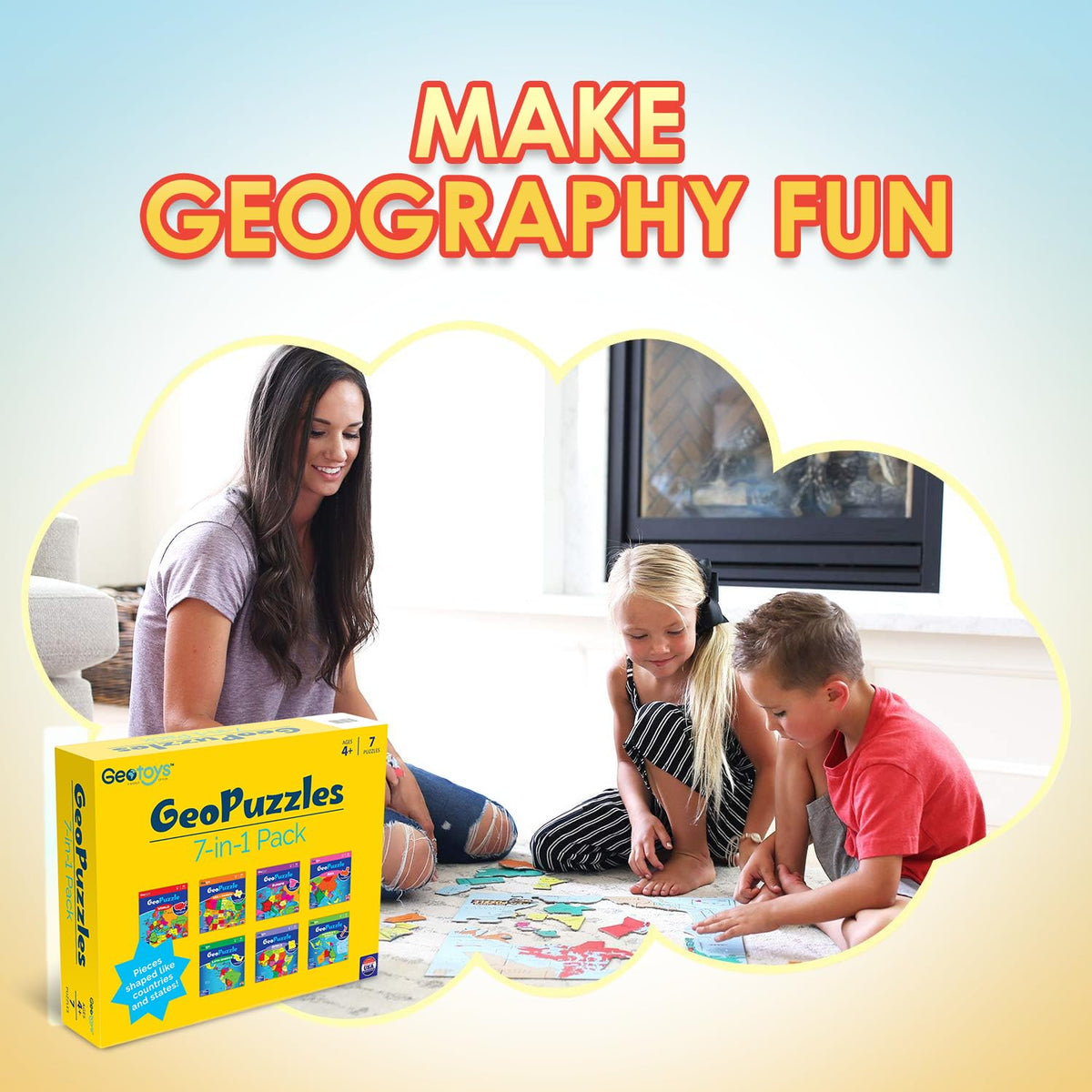 Geotoys GeoPuzzle world map collection to learn regions through play.