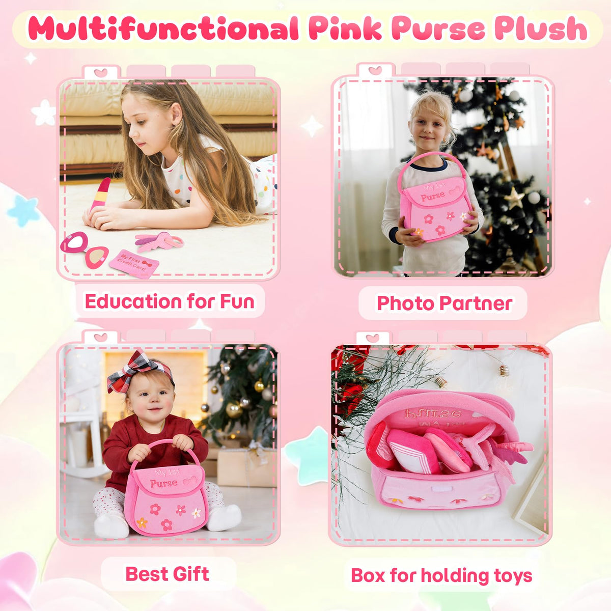 GERBIT Mobile Phone Plush: kid-friendly device for imaginative play inside the pink purse.