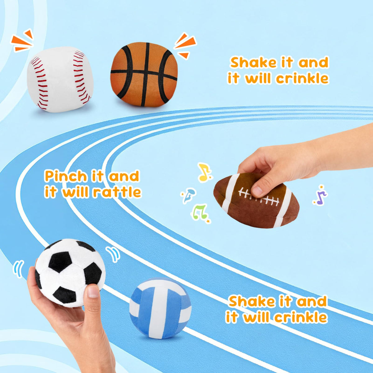 GERBIT Rugby Plush provides grasp-friendly texture with fun squeaks