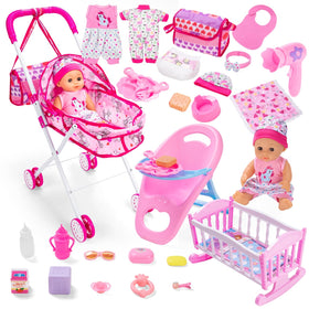 gerleek baby doll stroller set with 12.5-inch doll for immediate pretend play.