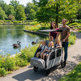 Germinate 4 Seater Wagon canopy extended for sun protection