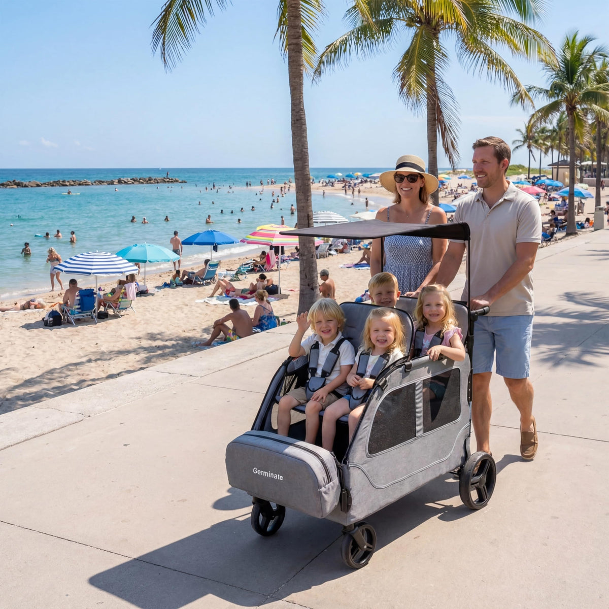 Germinate 4 Seater Wagon side view illustrating width and seating options