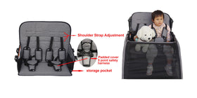Germinate quad wagon with 5-point safety harness keeps riders secure.