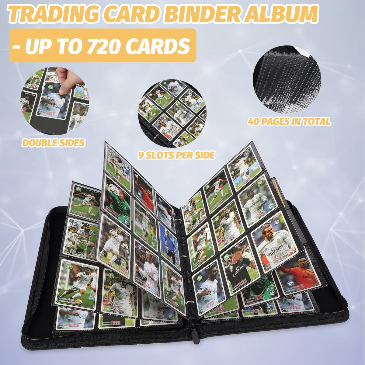 GERMUN binder compatibility with MTG, sports, and trading cards