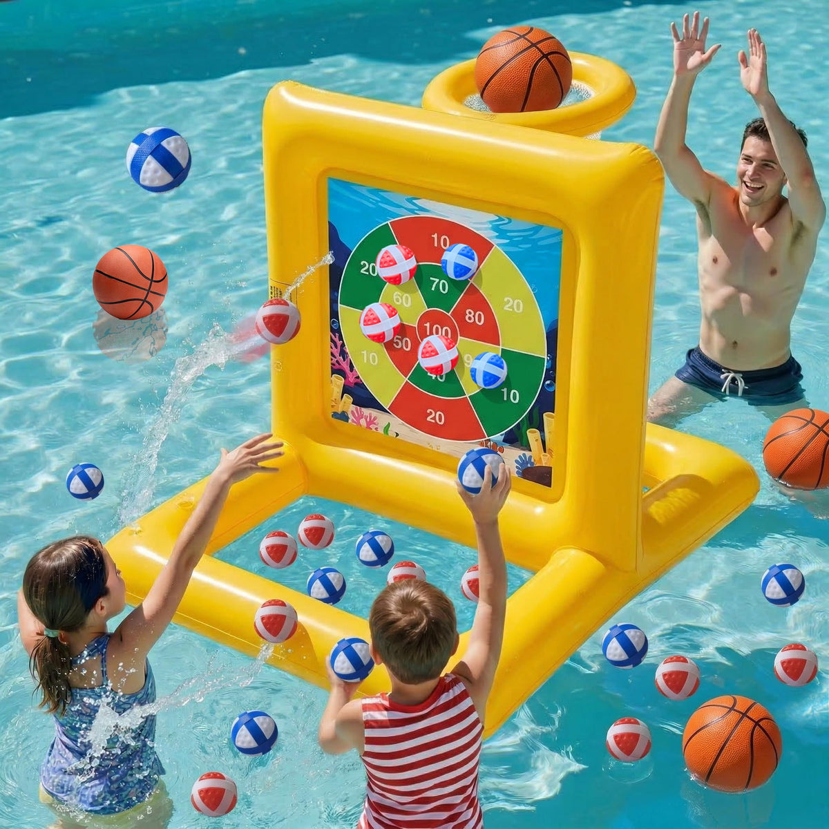Gerosi 2-in-1 pool games base ready for family pool parties